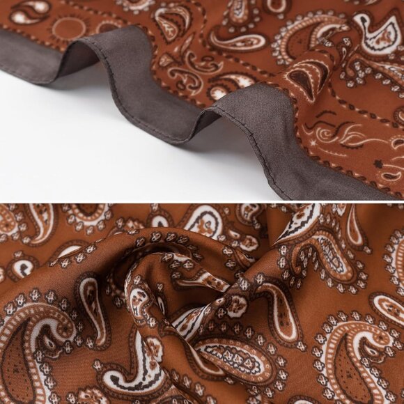 ⚡Men D-Black Necktie 27.5 Inches Cowboy Scarves Pocket Square Silk Bandanas - Picture 6 of 8